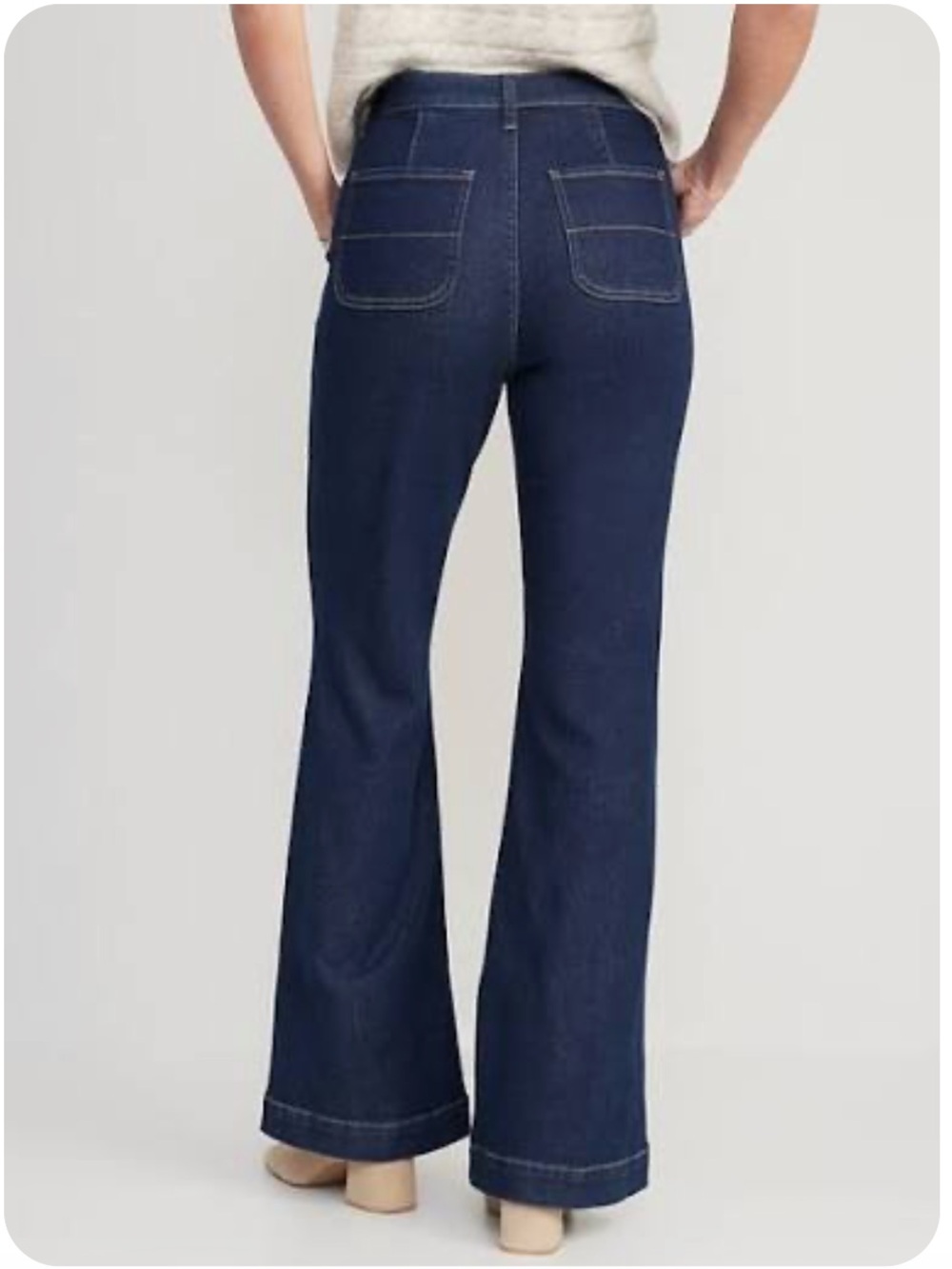 Old Navy Extra High Rise Flare Trouser Jeans Size 4 Dark Blue Stretch Denim
